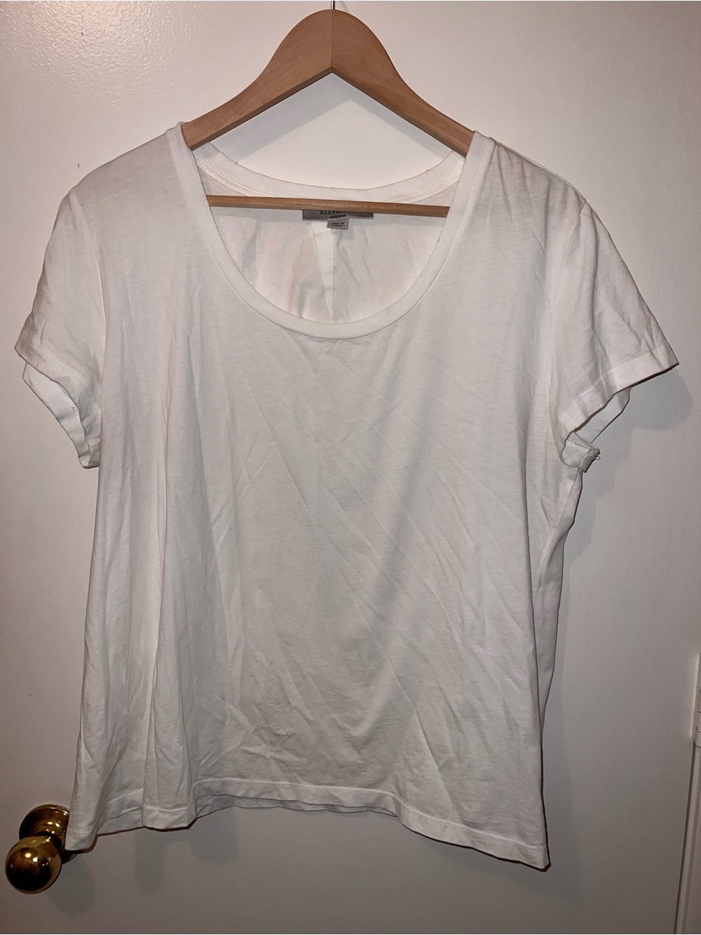AllSaints White Scoop Neck Short Sleeve Tee